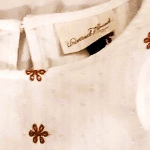 COTTAGECORE CREAM RUFFLED TOP, EMPIRE WAIST, EMBOIDERY, SMALL, 100 % COTTON - Picture 4 of 5